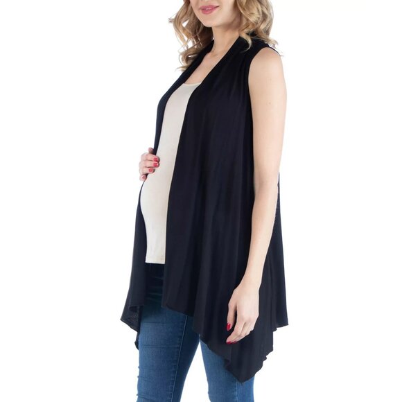 24seven Comfort Draped Maternity Open Front Sleeveless Cardigan Black Size 3X - Picture 3 of 3
